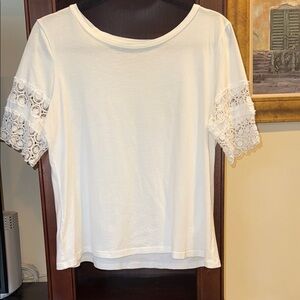 LOFT White Cotton Short Sleeve Tee